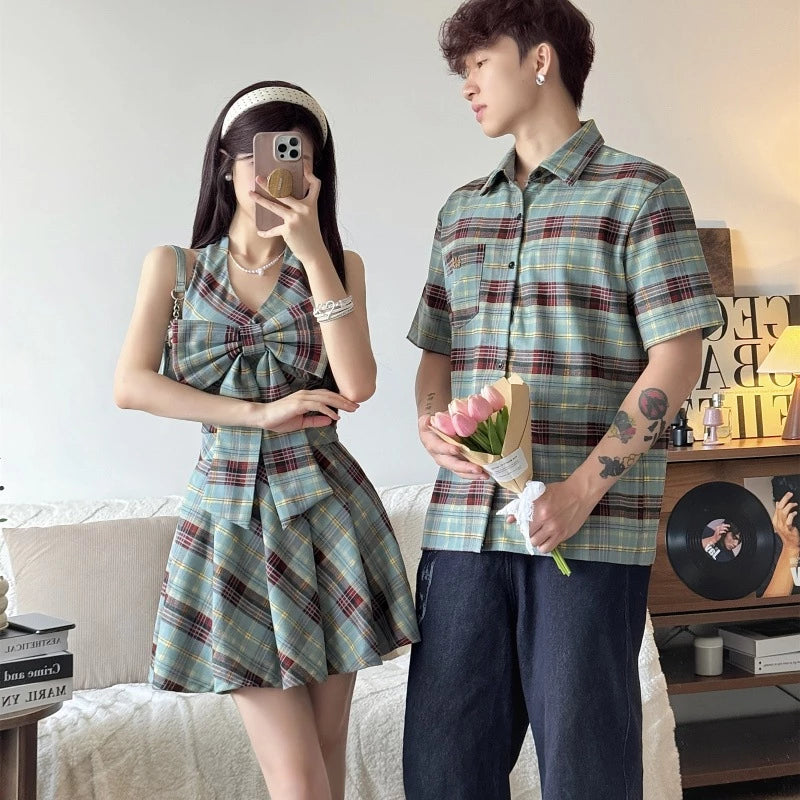 Green Checkered Couple Set