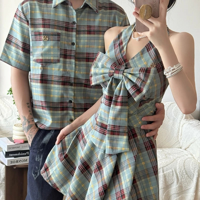 Green Checkered Couple Set