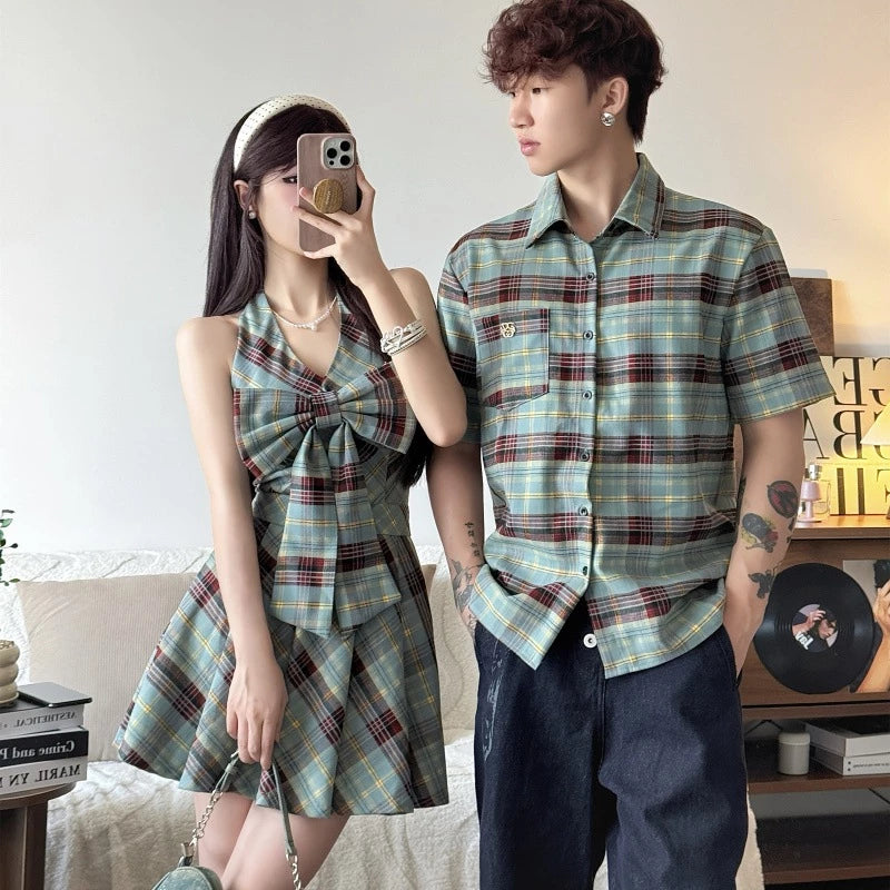 Green Checkered Couple Set