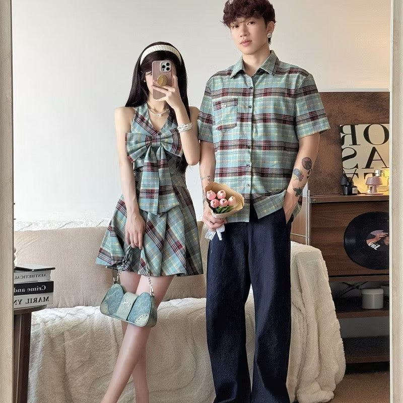Green Checkered Couple Set